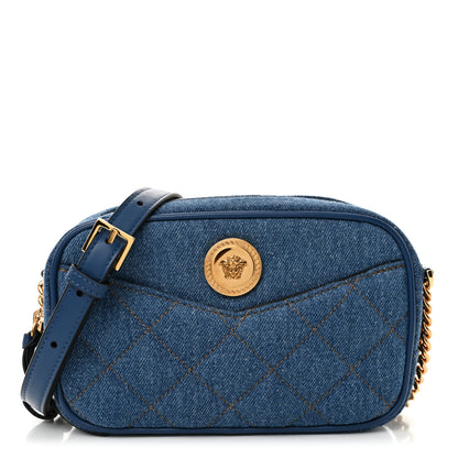 Versace Denim Quilted La Medusa Camera Bag Blue 1 of 9
