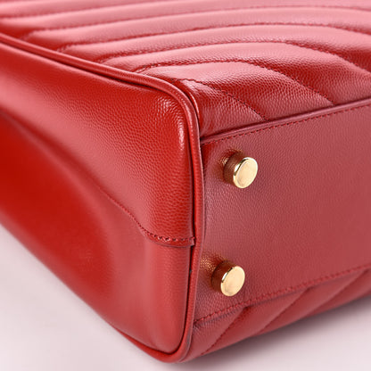 Saint Laurent Grain De Poudre Matelasse Chevron Large Monogram Shopping Bag Red 14 of 16