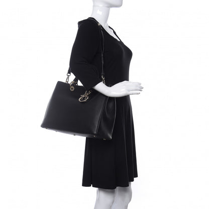 Christian Dior Bullcalf Large Diorissimo Tote Black Rose Indien 2 of 12