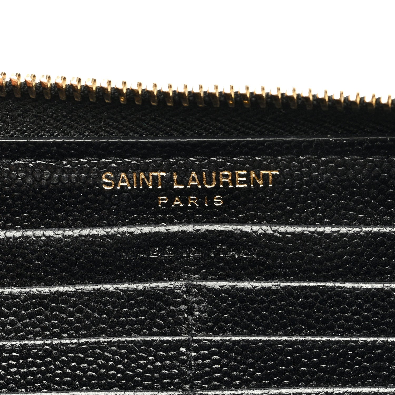 Saint Laurent Grain De Poudre Matelasse Chevron Monogram Zip Around Wallet Black 6 of 7