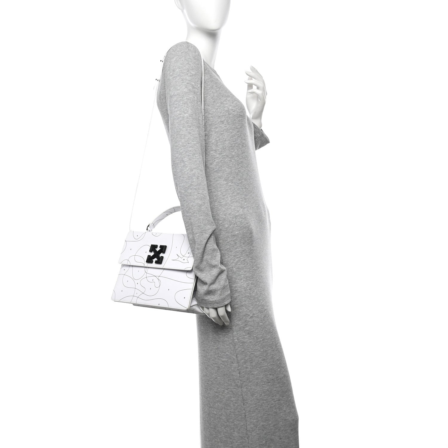 Off-White Calfskin Jitney 2.8 Puzzle Shoulder Bag White Black 2 of 13