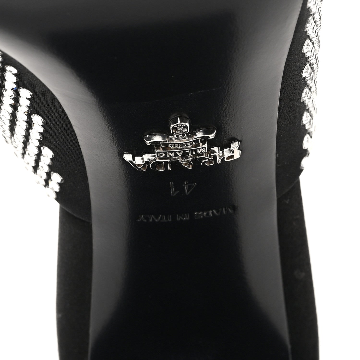 Prada Satin Crystal Logo 65mm Slide Sandals 41 Cristal 7 of 9