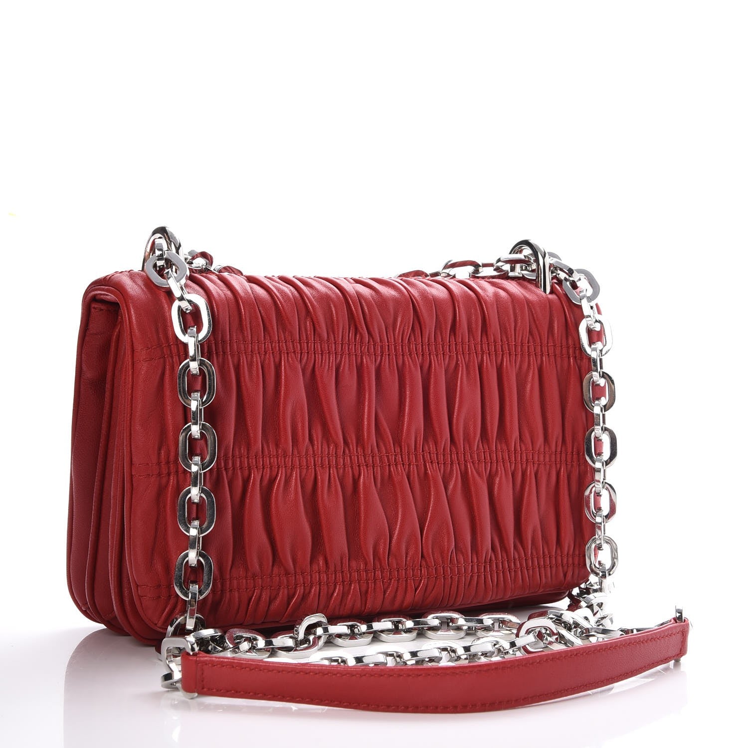 Prada Nappa Gaufre Chain Crossbody Fuoco 3 of 7