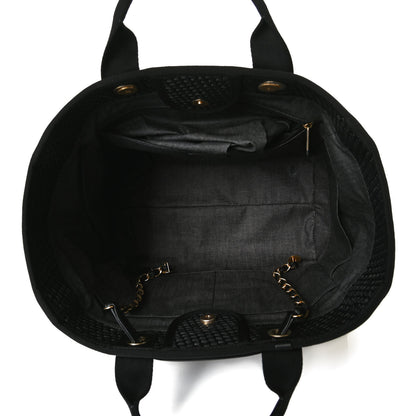 Chanel Straw Raffia Calfskin Chain Medium Deauville Tote Black 5 of 15