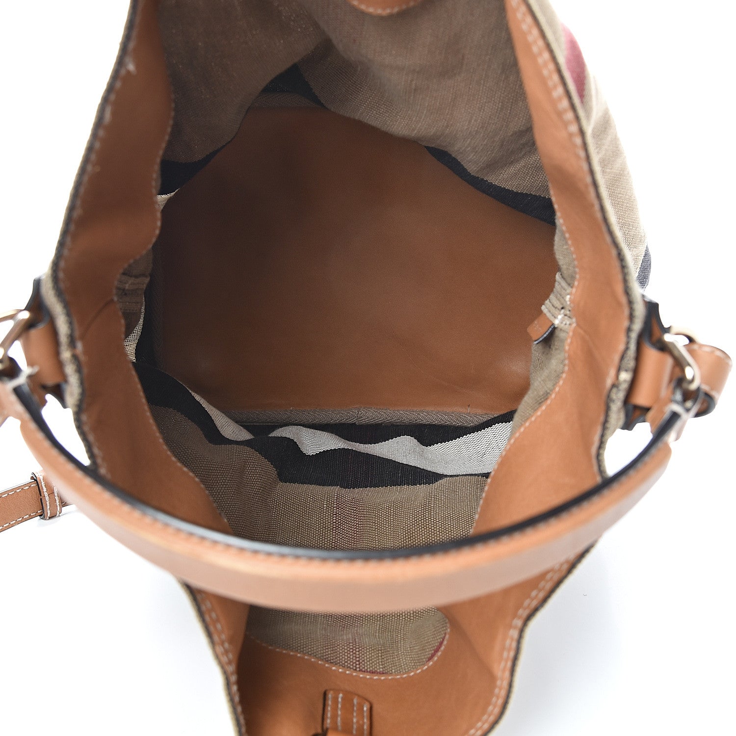 Burberry Canvas Mega Check Medium Ashby Hobo Saddle Brown 5 of 19