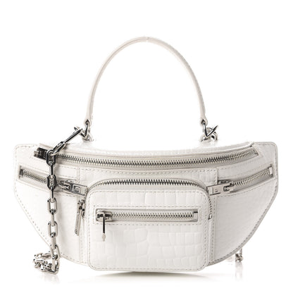Alexander Wang Crocodile Embossed Patent Mini Top Handle Attica Belt Bag White 1 of 9