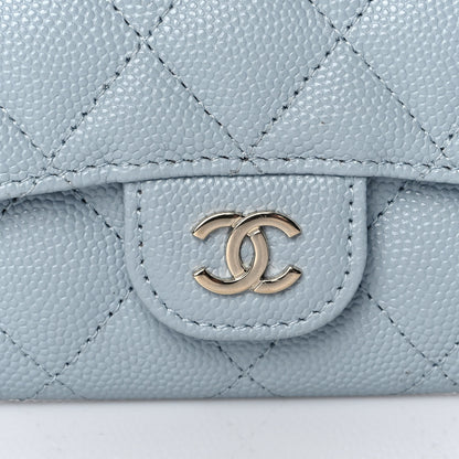 Chanel Caviar Quilted Flap Card Holder Wallet Light Blue 10 of 10