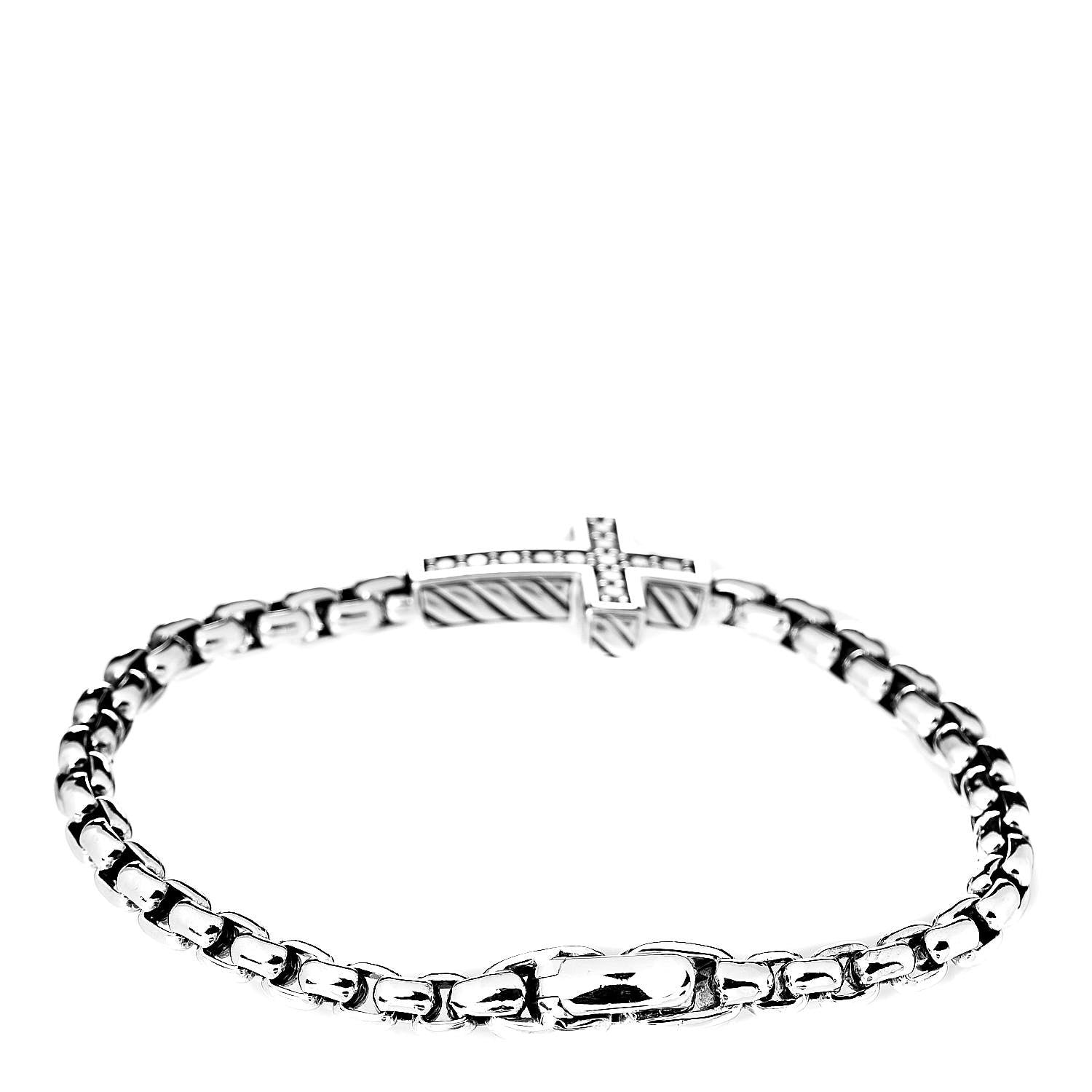 David Yurman Sterling Silver Diamond Pave Cross Bracelet 3 of 4