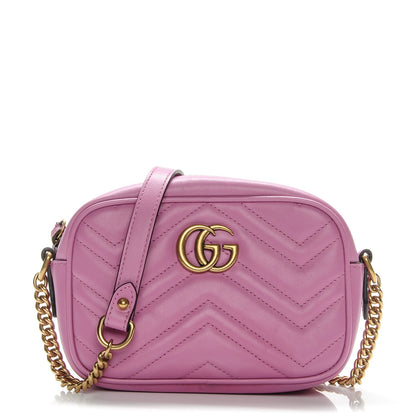 Gucci Calfskin Matelasse Mini GG Marmont Chain Shoulder Bag Candy Mousse 1 of 9