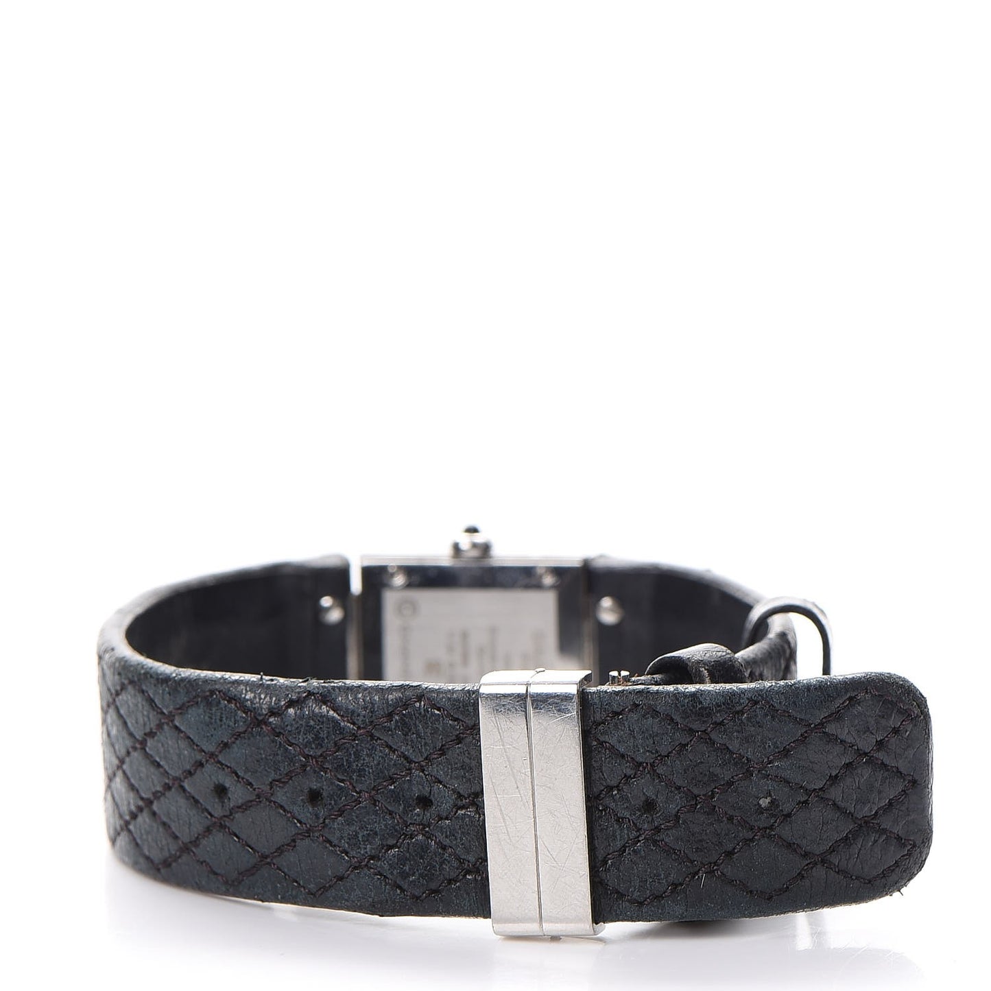 Stainless Steel Calfskin 19mm Quilted Matelasse Quartz Watch Black