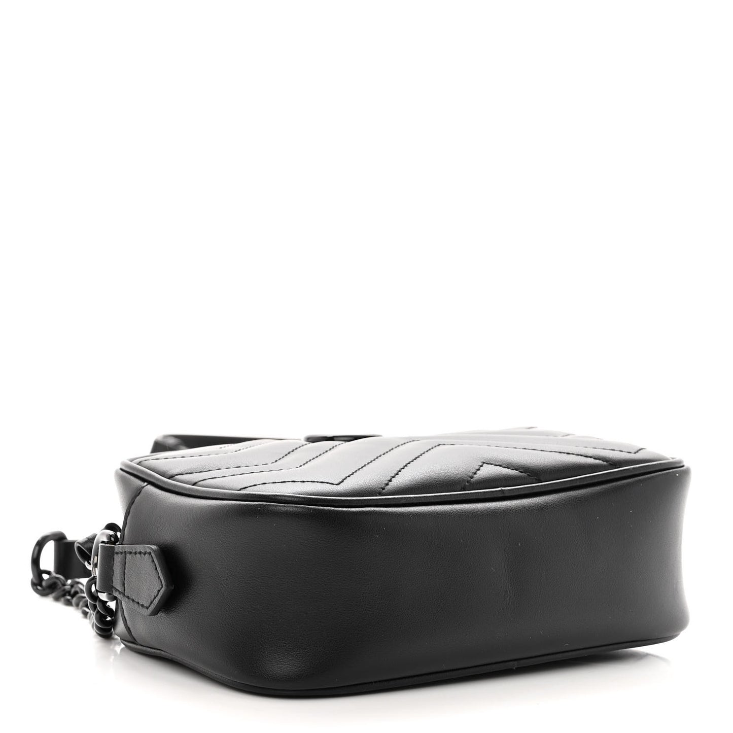 Calfskin Matelasse Monochrome Mini GG Marmont Chain Shoulder Bag Black