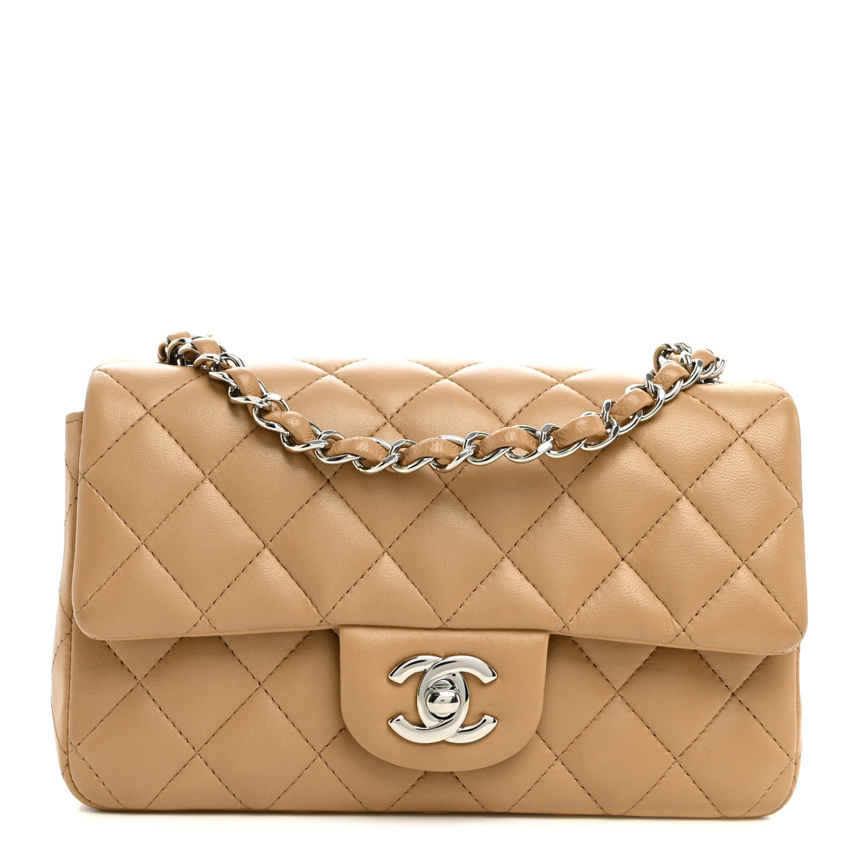 Chanel Lambskin Quilted Mini Rectangular Flap Beige 1 of 13
