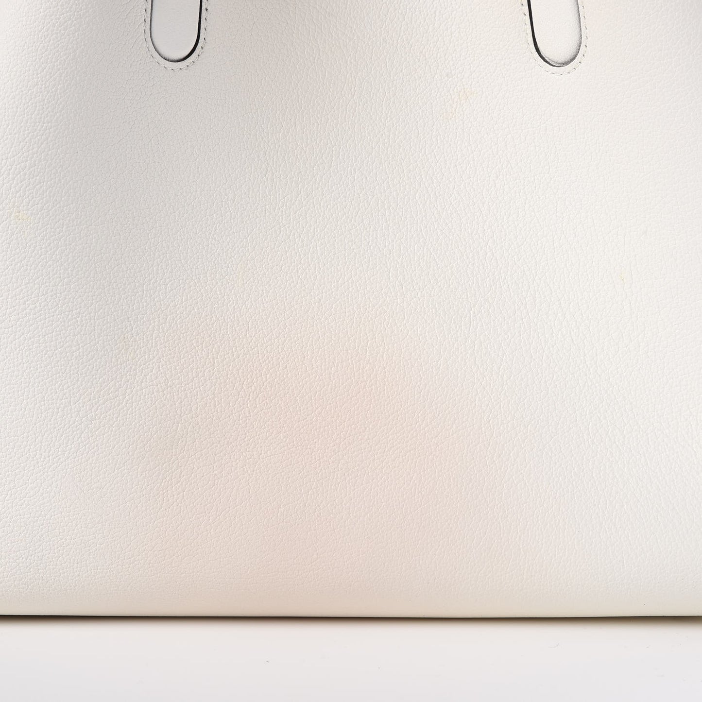 Grained Calfskin Medium Blossom Tote White