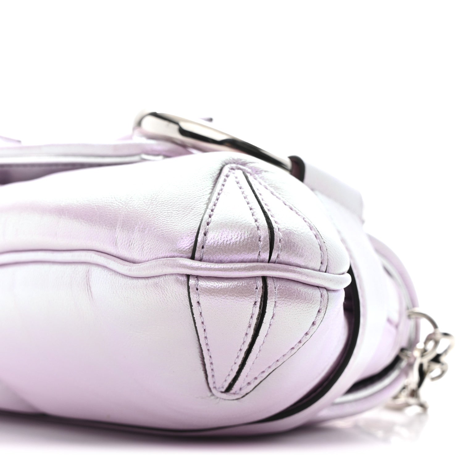 Gucci Iridescent Nappa Vertical Matelasse Medium Maxi Horsebit Chain Shoulder Bag Escape Pink 10 of 10