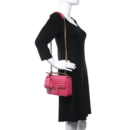 Prada Soft Calfskin Impunture Diagramme Medium Chain Flap Shoulder Bag Magenta 2 of 13