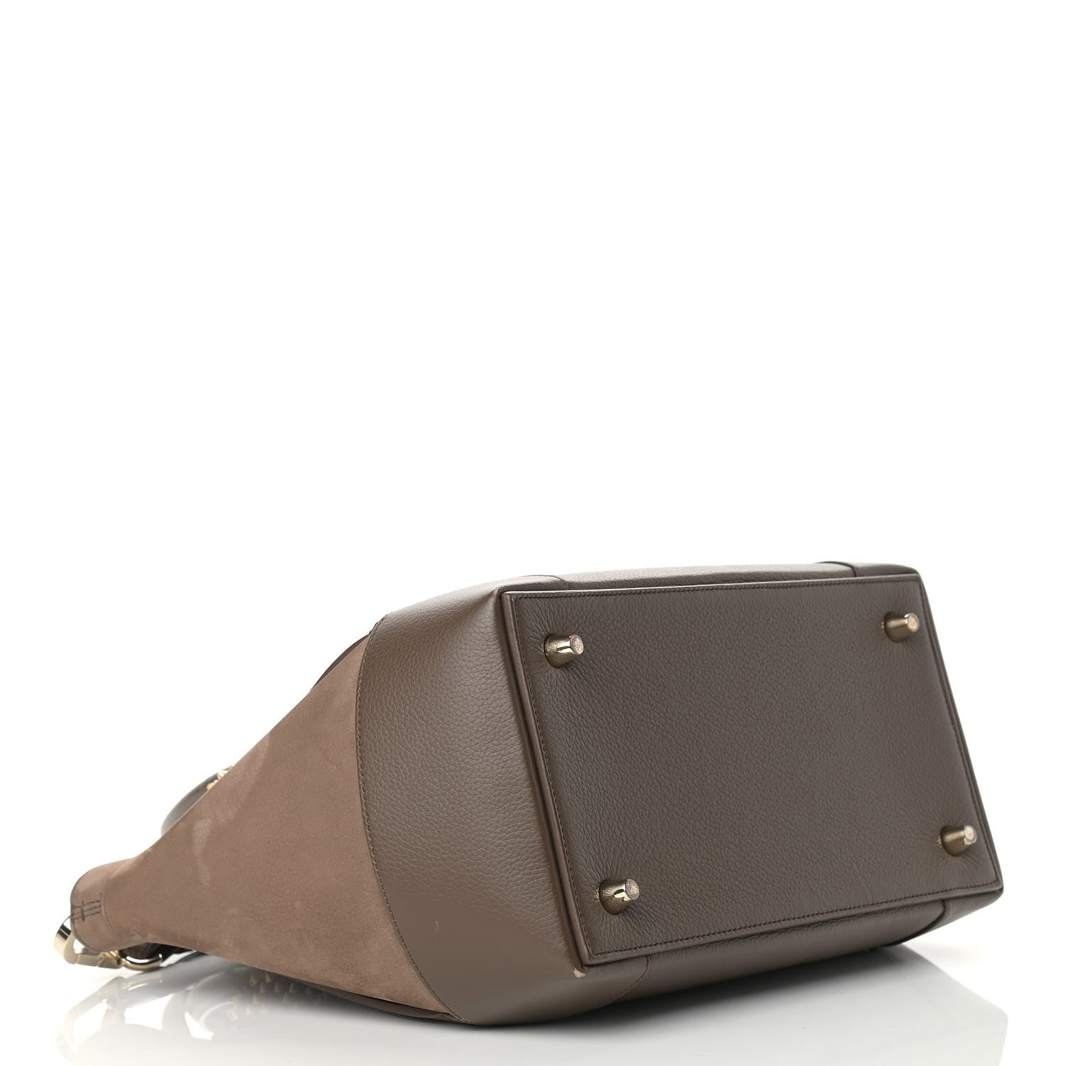 Christian Louboutin Suede Grained Calfskin Studded Large Eloise Satchel Brown 4 of 18