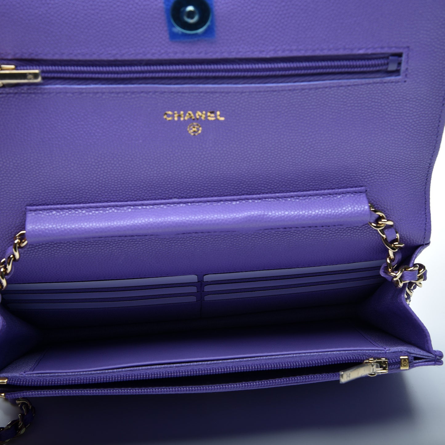 Caviar Quilted Wallet On Chain WOC Purple