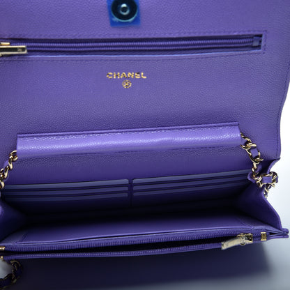 Chanel Caviar Quilted Wallet On Chain WOC Purple 6 of 9