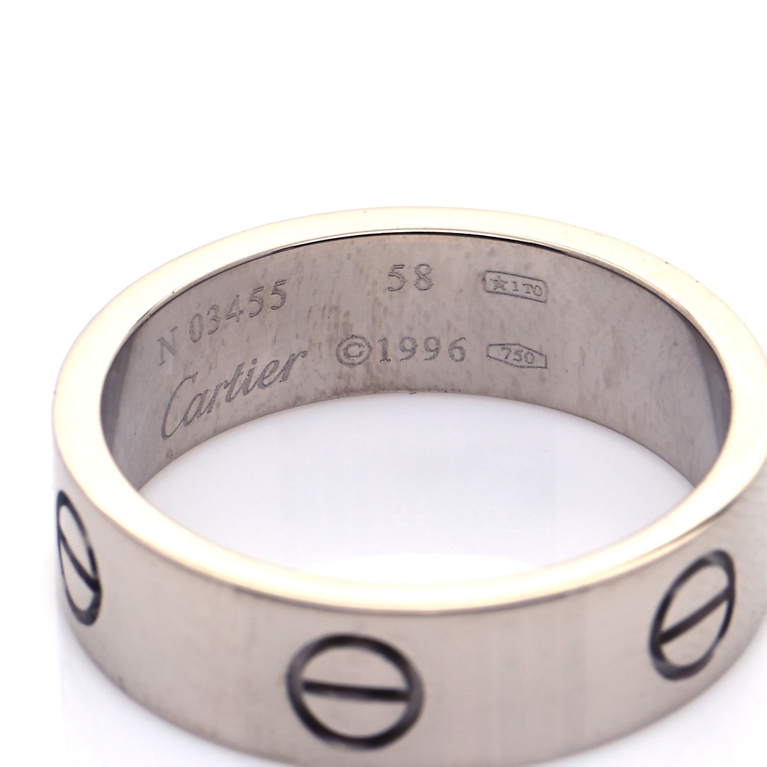 Cartier 18K White Gold 6mm LOVE Ring 58 8.25 4 of 5
