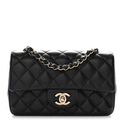 Chanel Lambskin Quilted Mini Rectangular Flap Black 3 of 28