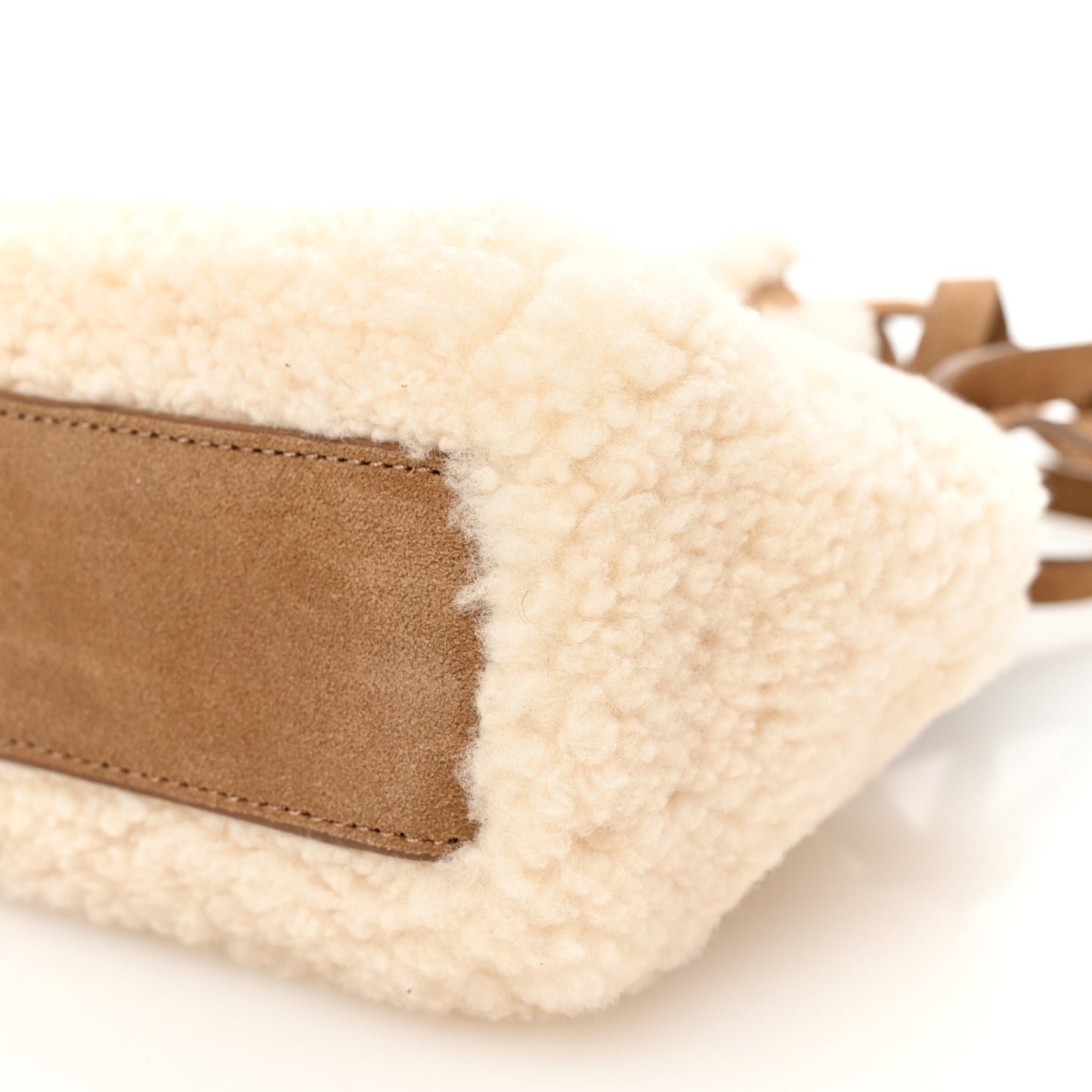 X UGG Suede Shearling Reverse Small Shopping Bag Natural