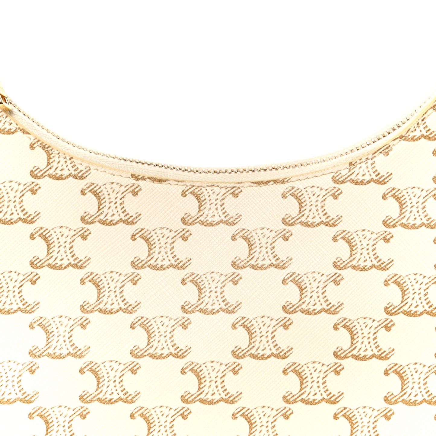 Canvas Calfskin Ava Triomphe Shoulder Bag White