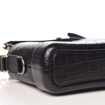 Chanel Calfskin Crocodile Embossed Small Gabrielle Cocodile Hobo Black 8 of 11