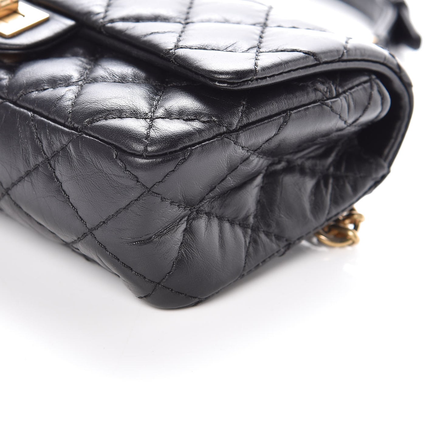 Aged Calfskin Quilted 2.55 Reissue Chain Waist Bag Black