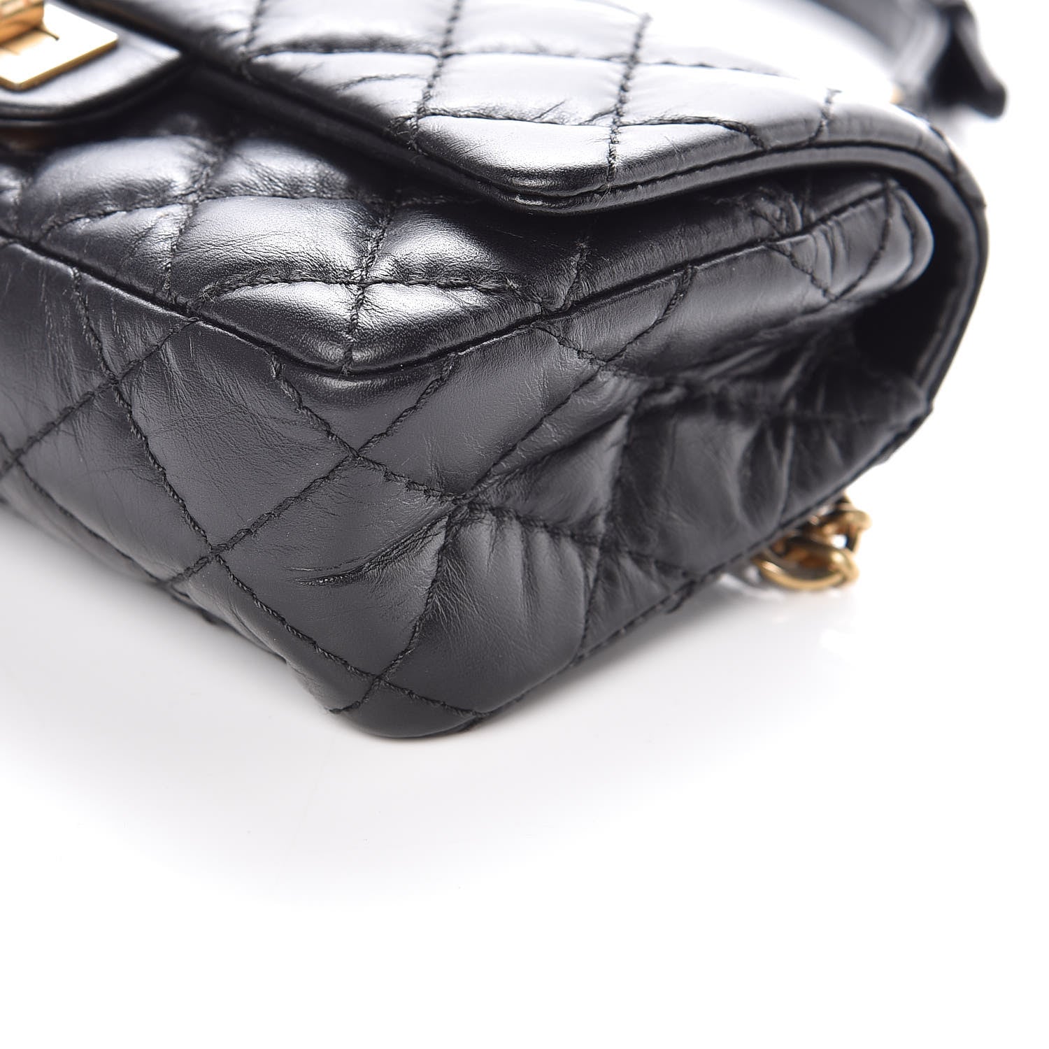 Chanel Aged Calfskin Quilted 2.55 Reissue Chain Waist Bag Black 6 of 10