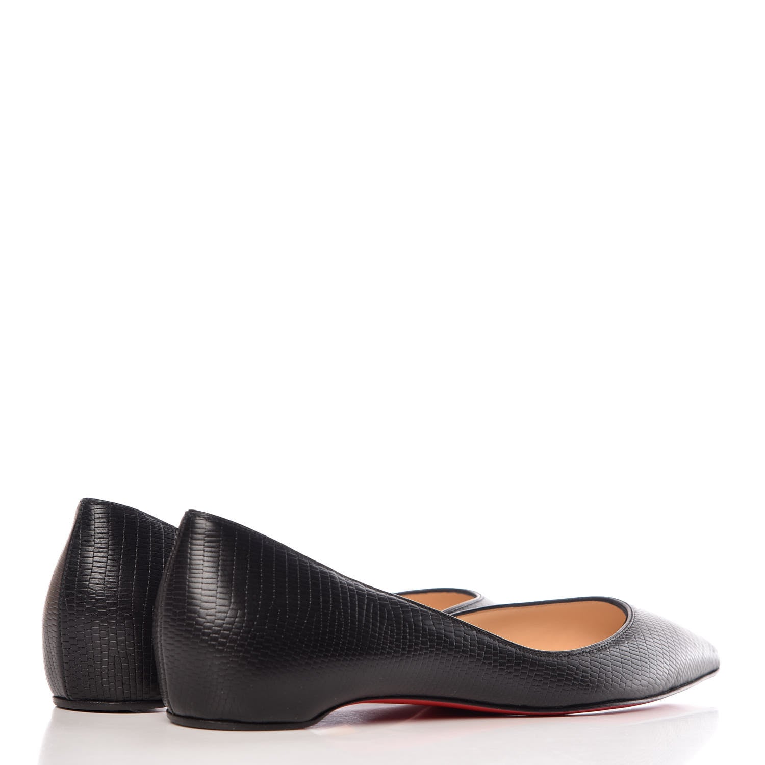 Christian Louboutin Calfskin Lizard Embossed Iriza Flats 39.5 Black 4 of 8