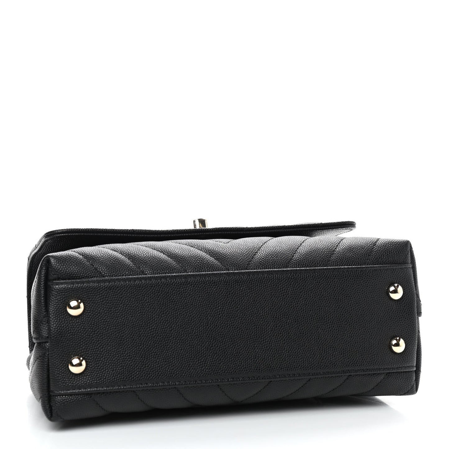 Caviar Lizard Embossed Chevron Quilted Mini Coco Handle Flap Black