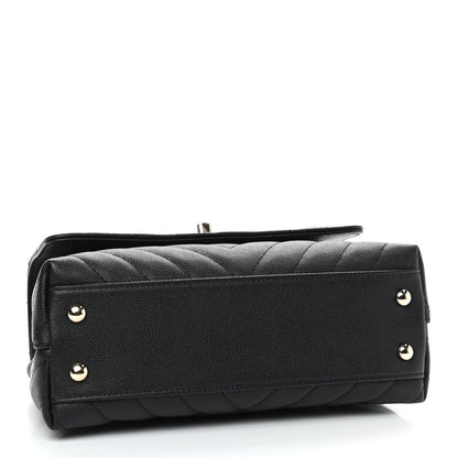 Chanel Caviar Lizard Embossed Chevron Quilted Mini Coco Handle Flap Black 4 of 9