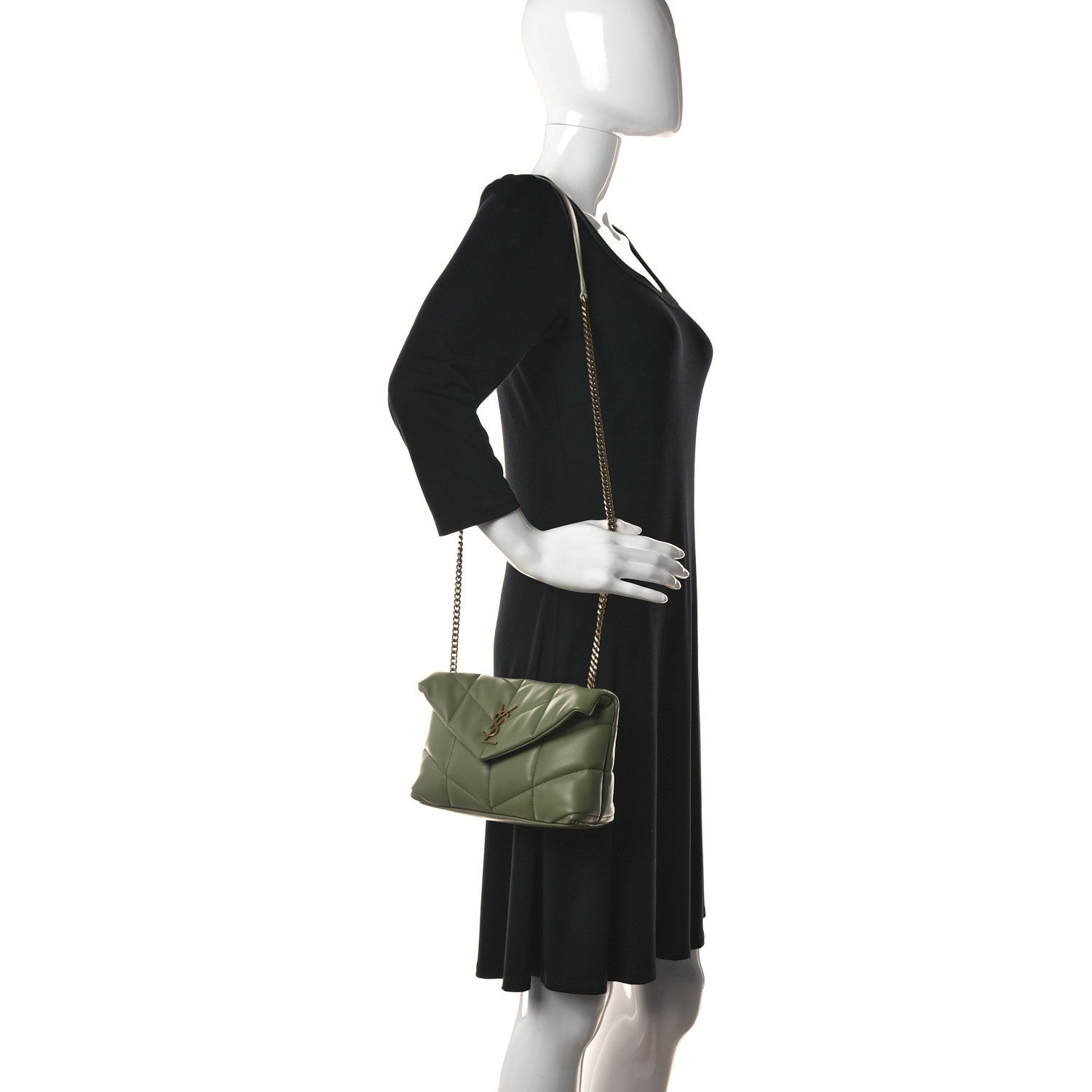 Saint Laurent Lambskin Quilted Toy Loulou Puffer Monogram Chain Satchel Light Pistache 2 of 12