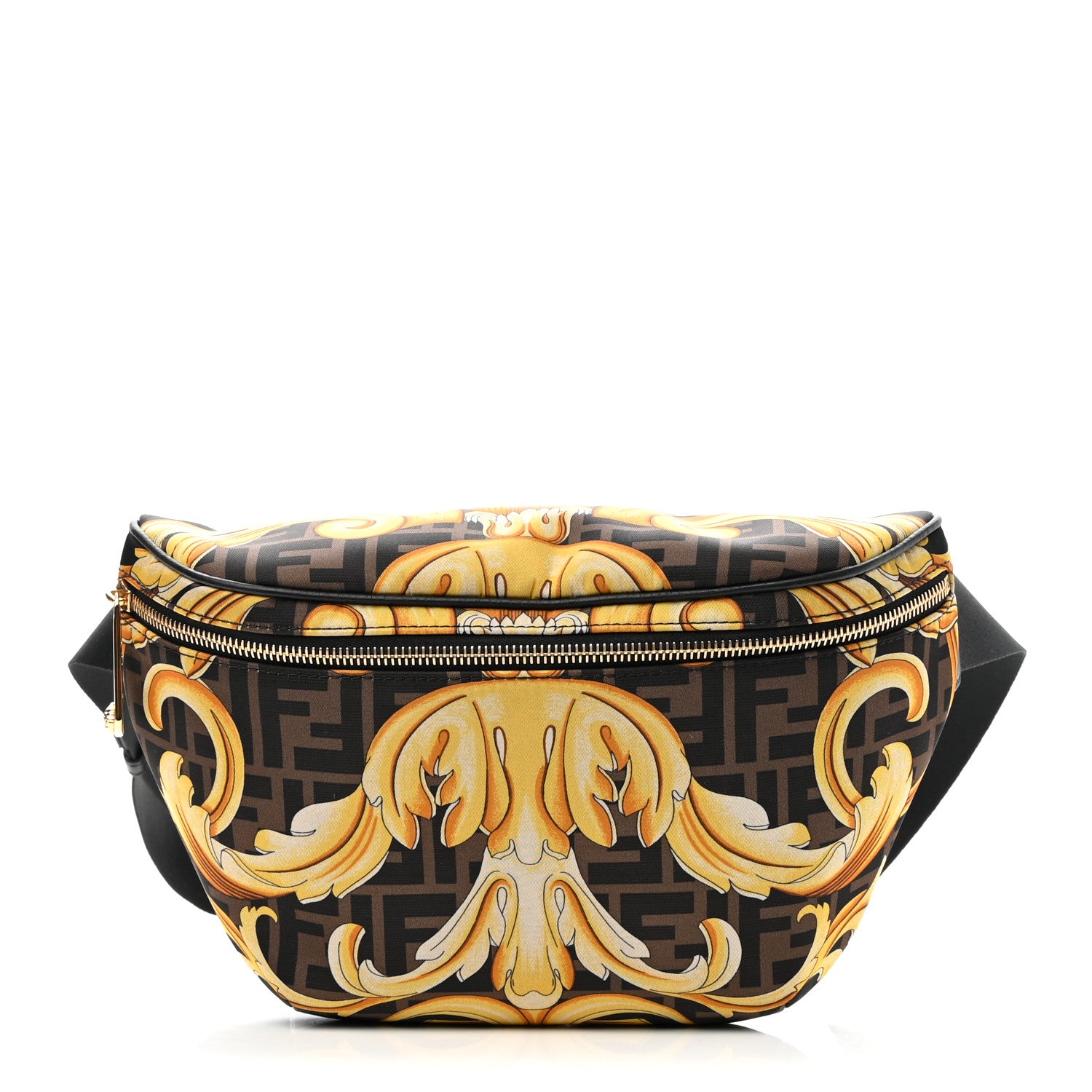 Fendi X VERSACE Nylon Cuoio Romano Fendace FF Baroque Belt Bag Black Gold 1 of 9