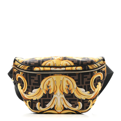 Fendi X VERSACE Nylon Cuoio Romano Fendace FF Baroque Belt Bag Black Gold 1 of 9
