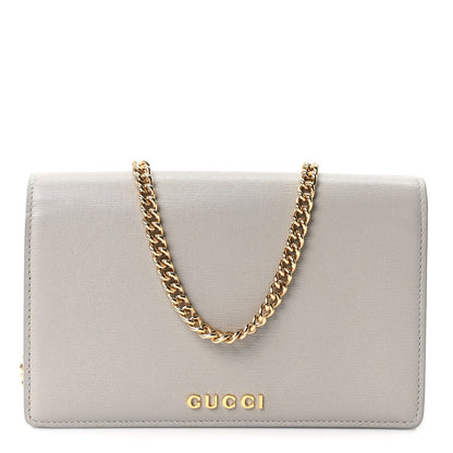 Gucci Textured Calfskin Script Logo Wallet On Chain Grey 1 of 9
