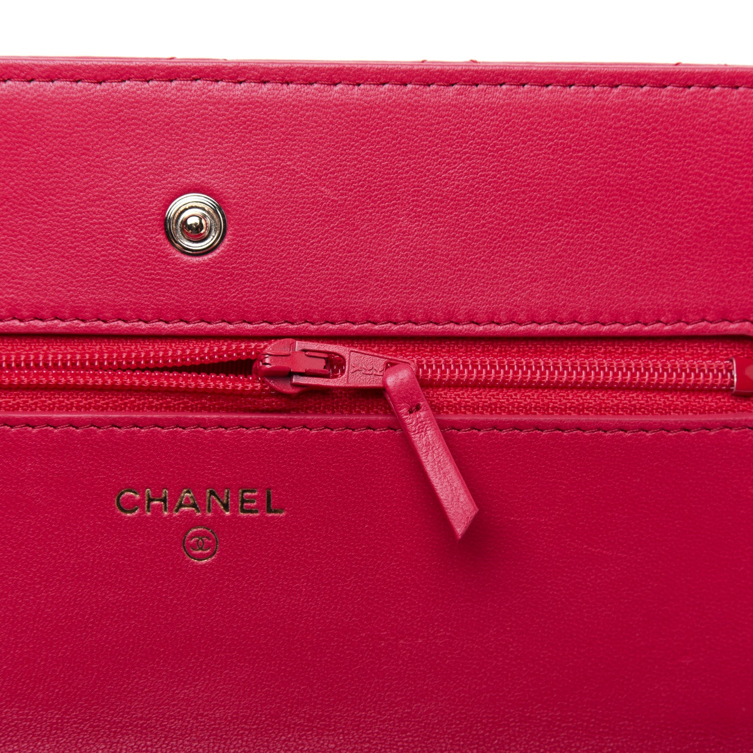 Chanel Lambskin Quilted Wallet On Chain WOC Light Red 16 of 20
