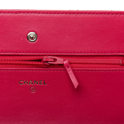 Chanel Lambskin Quilted Wallet On Chain WOC Light Red 16 of 20