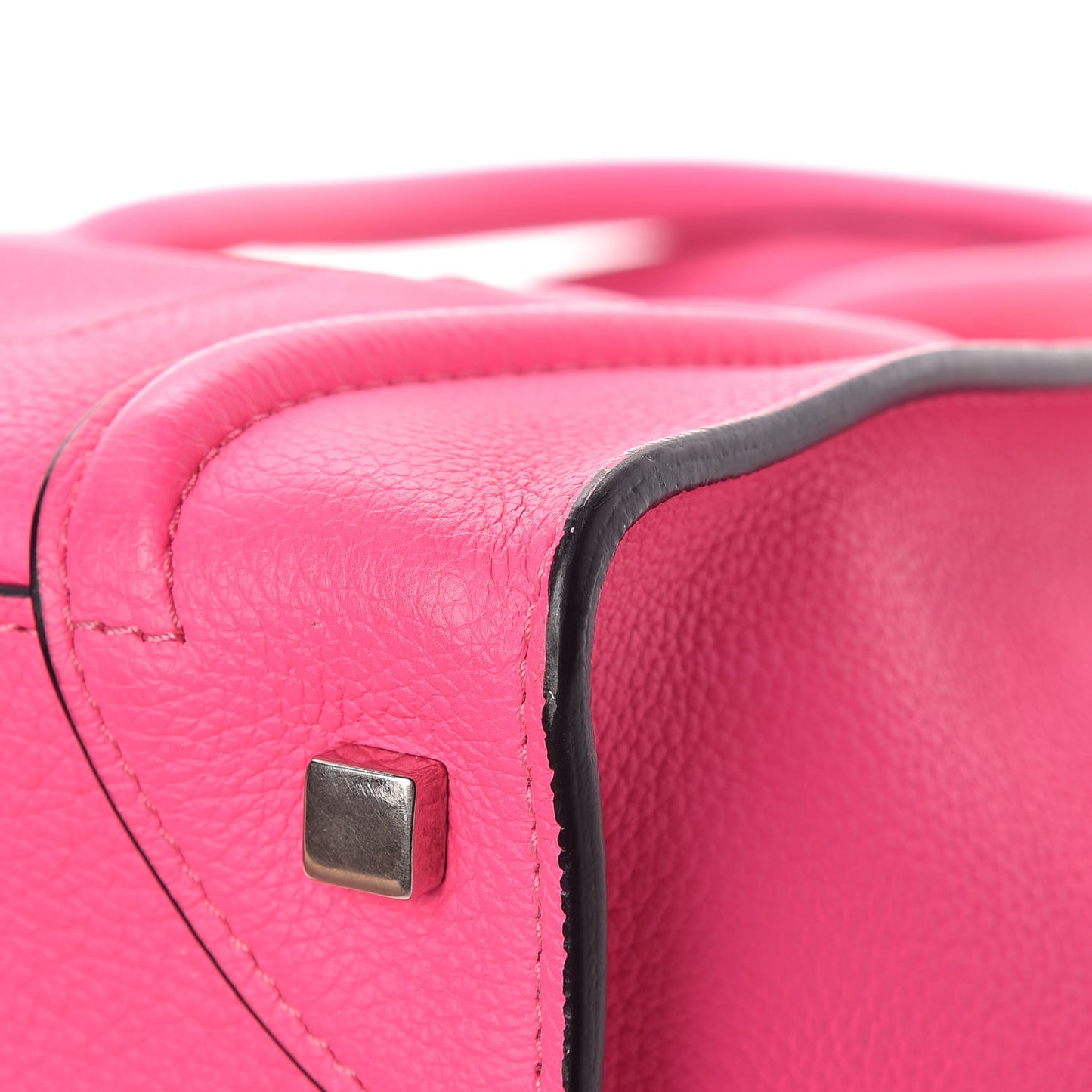 Drummed Calfskin Mini Luggage Fluo Pink