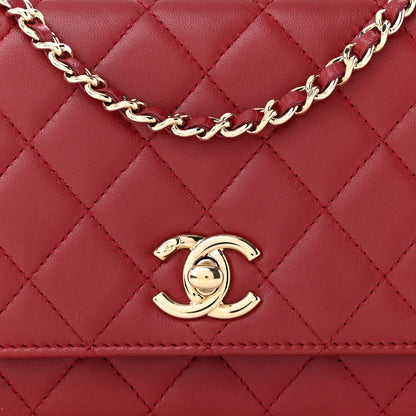 Chanel Lambskin Quilted Trendy CC Wallet On Chain WOC Red 9 of 12