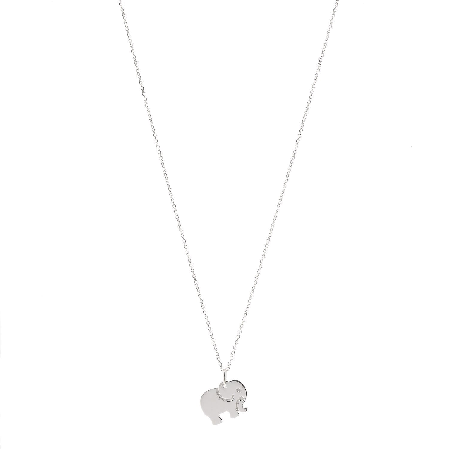 Tiffany Sterling Silver Elephant Never Forgets Pendant Necklace 1 of 7