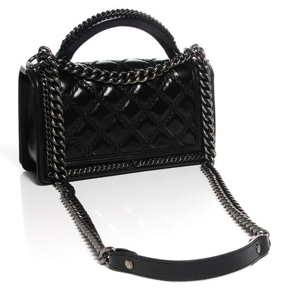 Chanel Calfskin Quilted Medium Top Handle Boy Flap Black 3 of 9