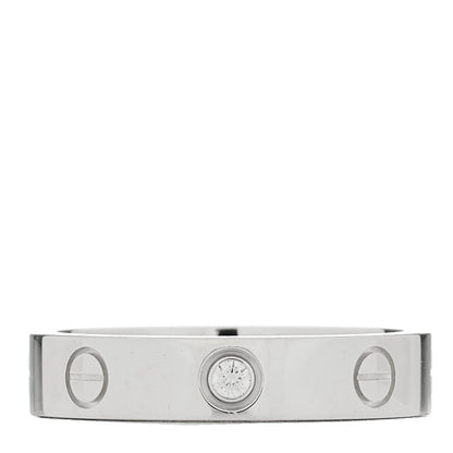 Cartier 18K White Gold Diamond 4mm LOVE Wedding Band Ring 52 6 1 of 4