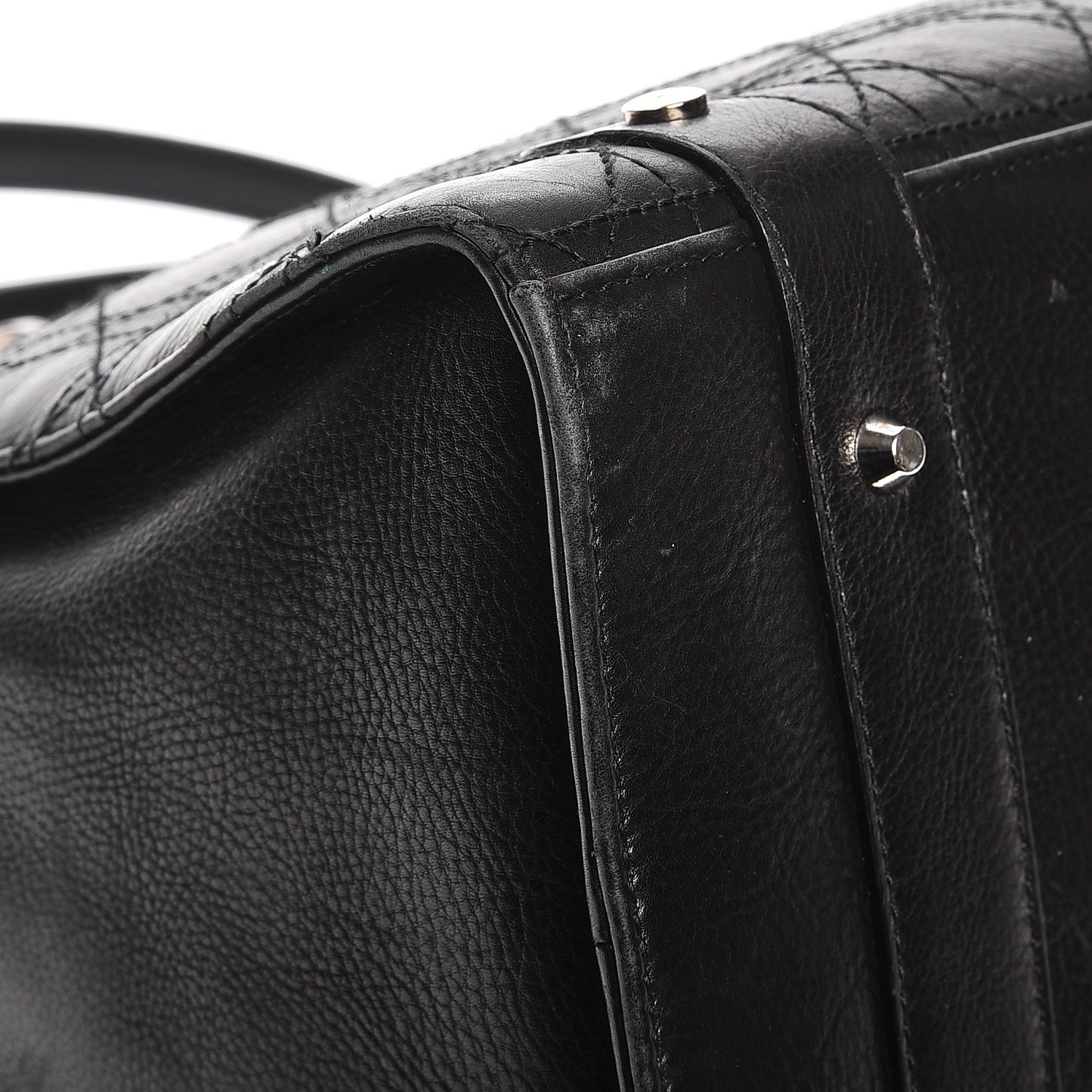Calfskin Cannage Stitched Large East West Lady Dior Black