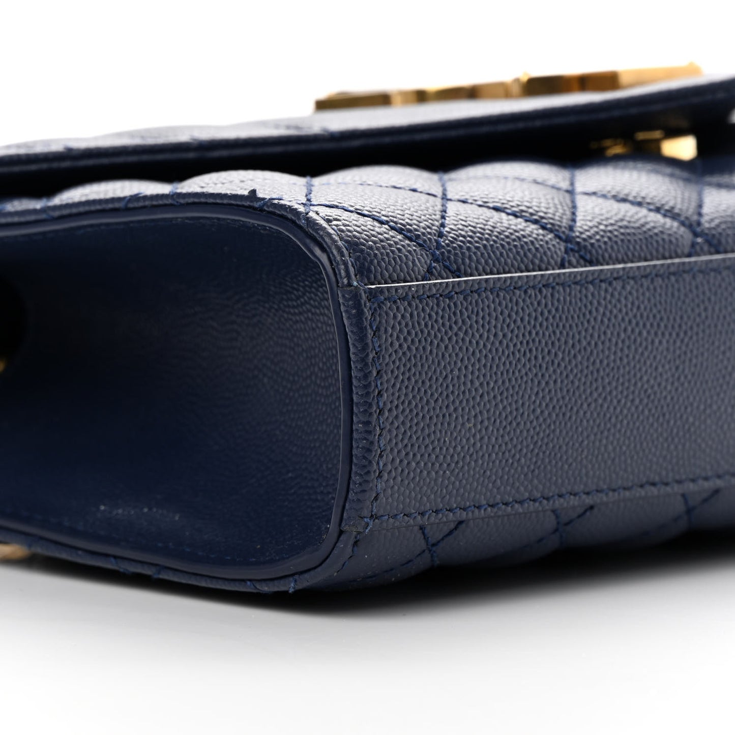 Grain De Poudre Textured Mixed Matelasse Triquilt Small Monogram Satchel Blue