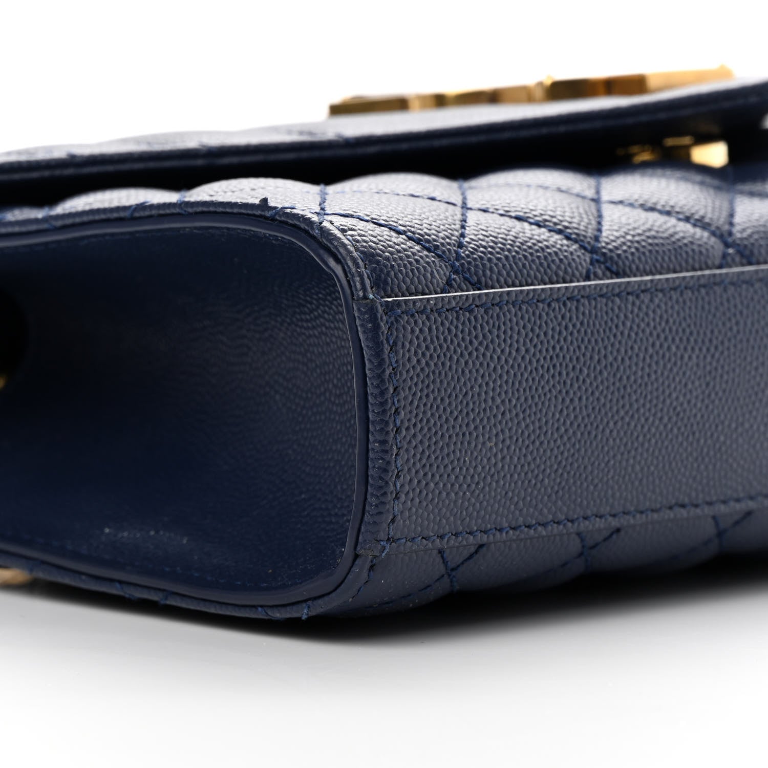 Saint Laurent Grain De Poudre Textured Mixed Matelasse Triquilt Small Monogram Satchel Blue 8 of 11