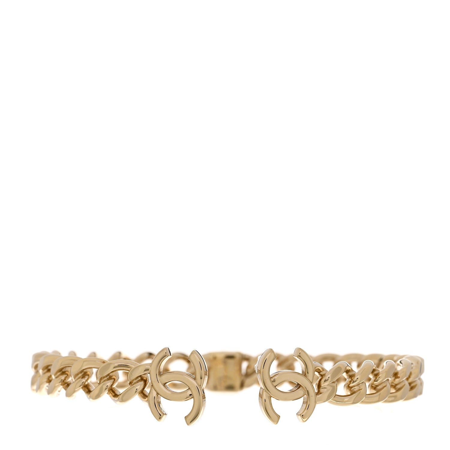 Chanel Metal CC Chain Link Choker Necklace S Gold 1 of 6