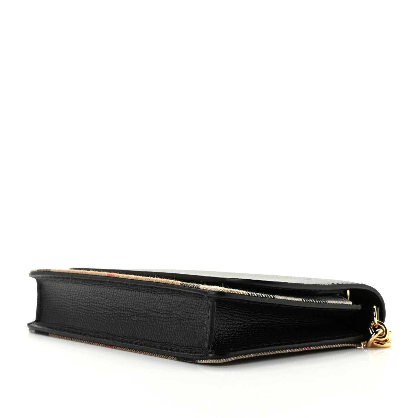 Derby Calfskin House Check Wallet On Chain Black
