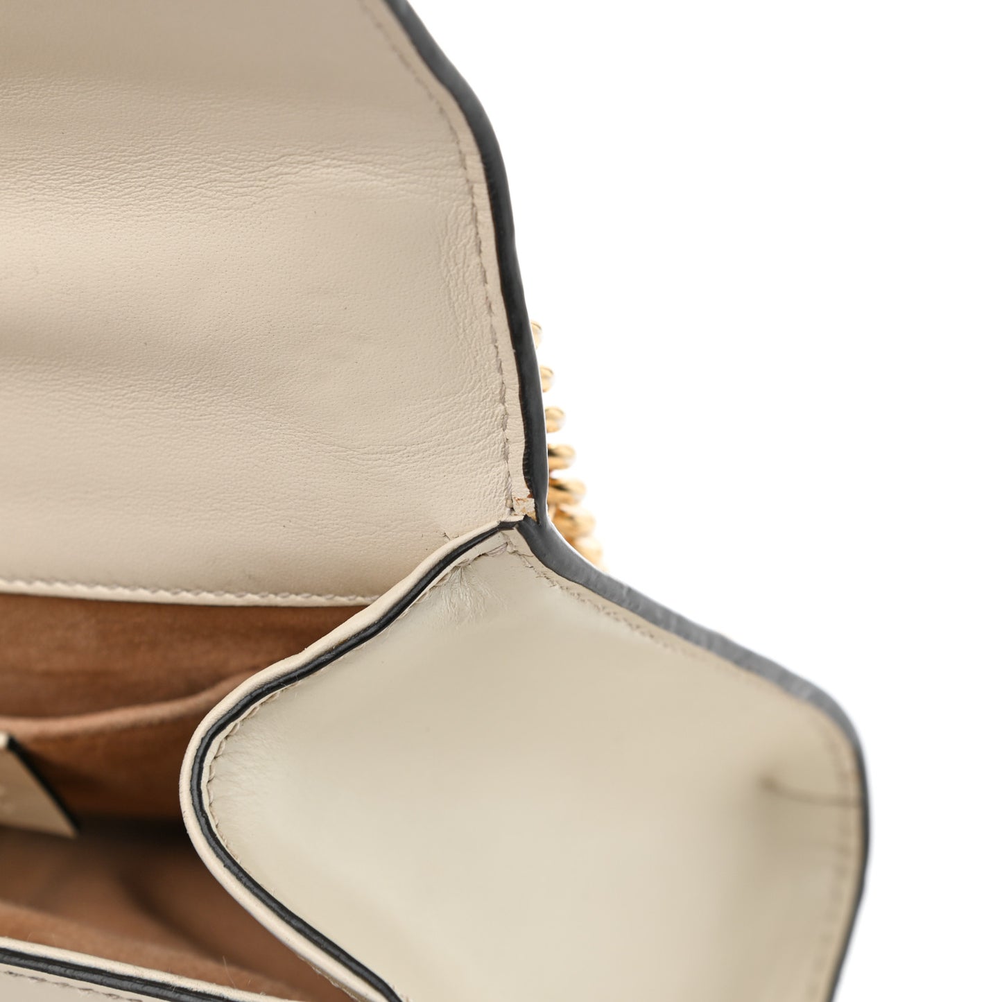 Calfskin Floral Embroidered Small Padlock Shoulder Bag White