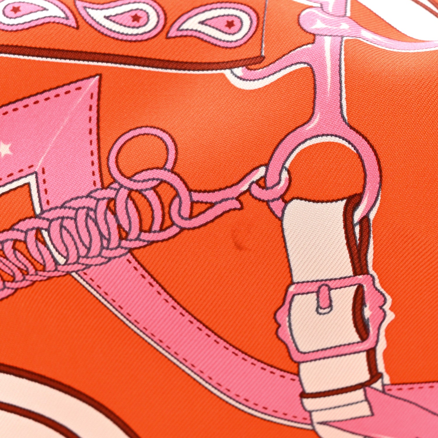 Hermes Silk Balusoie Vache Hunter La Promenade du Matin Bandana Bag Orange Poppy Fauve 7 of 9